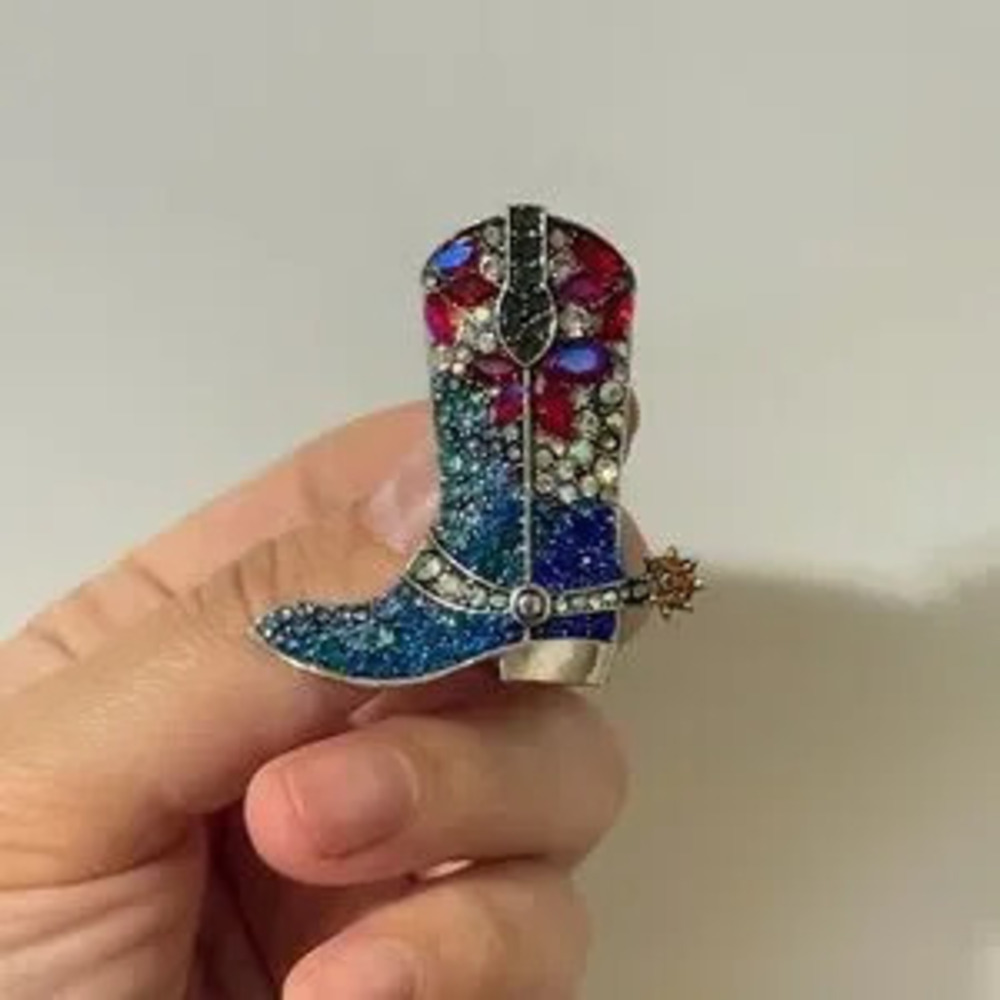 Colorful Rhinestone Cowboy Boot Brooch ?? - Picture 5 of 8